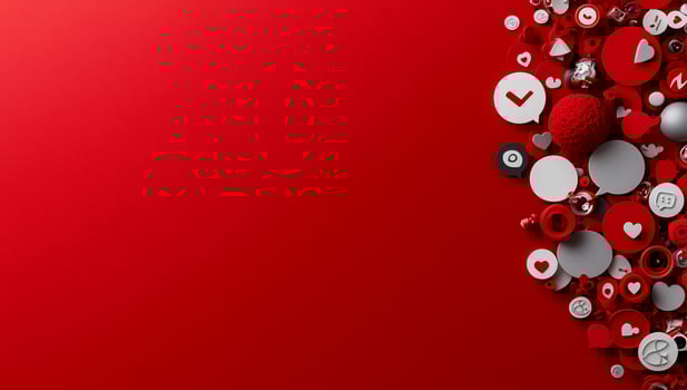 Social media icons on red background photo
