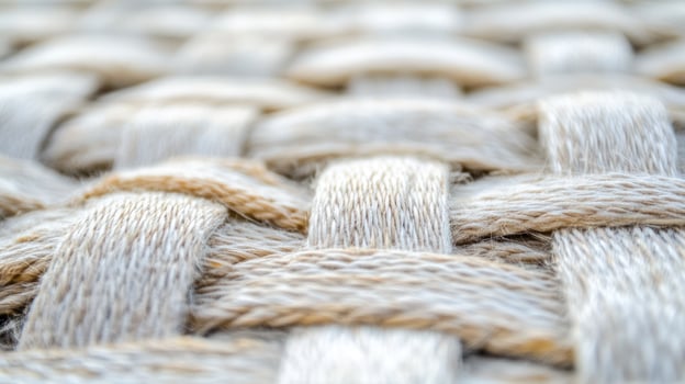 A close up view of a woven natural fiber texture. photo