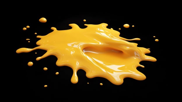 A vibrant yellow paint splash on a black background. photo