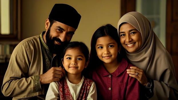Muslim Family with Children photo