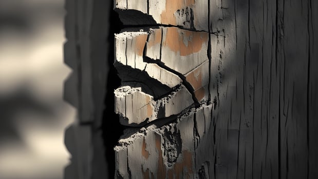 A close up of a wooden door with a crack in it photo