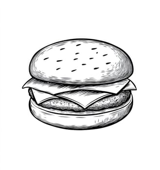 Burger with Cheese Drawing Illustration for Food Related Project photo