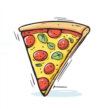 Pepperoni Pizza Slice Cartoon Style Illustration on White Background photo