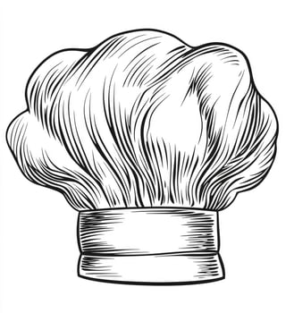 Chef Hat Illustration Black and White Vintage Cooking Apparel Design photo
