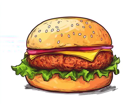 Delicious Hamburger with Fresh Ingredients Isolated on White Background photo