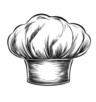 Isolated Chef Hat Engraving Style on White Background Kitchen Concept photo