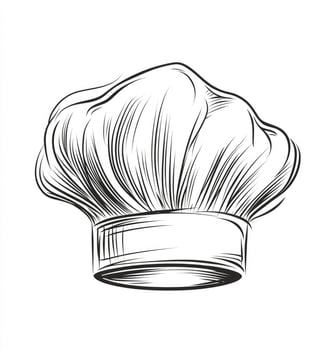 Chef Hat Sketch Drawing Isolated on White Background Food Industry photo