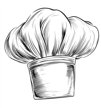 Chef Hat Graphic Drawing in Black and White for Culinary Design photo