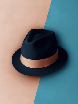 Stylish Dark Fedora Hat on Two Tone Background Classic Look photo