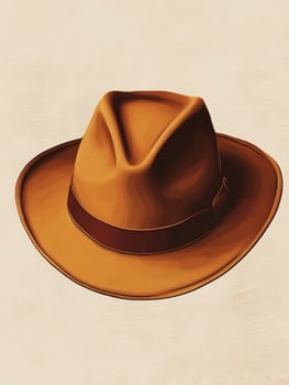 Vintage Style Brown Fedora Hat with Dark Band Illustration Art photo