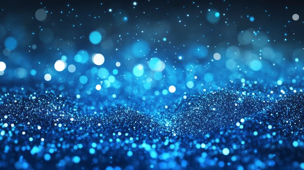 Abstract Sparkling Glitter Background with Blue and White Bokeh Lights photo