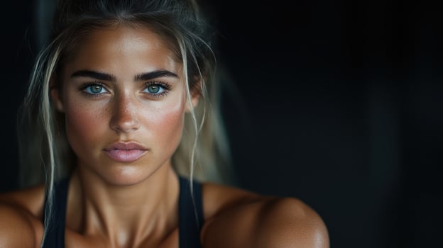 A beautiful woman with blue eyes and blonde hair photo