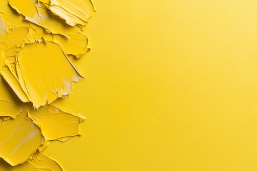 Vibrant yellow paint strokes on canvas creating a bold artistic texture and abstract background photo