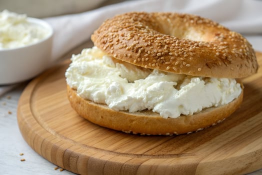 Fresh Sesame Seed Bagel with Cream Cheese photo