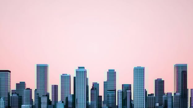 Modern City Skyline at Sunset Stunning Architectural Panorama of High Rise Buildings photo