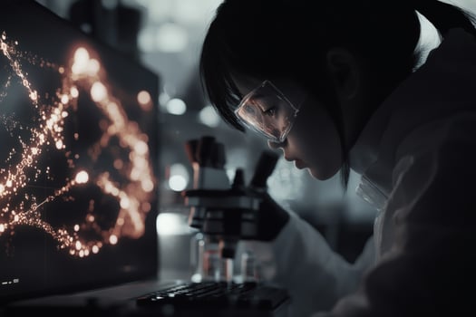 Young scientist exploring research photo