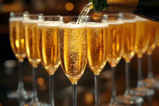 Elegant Celebration with Sparkling Champagne Flutes for New Year or Wedding Reception photo