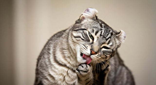 A cat licking its tongue photo