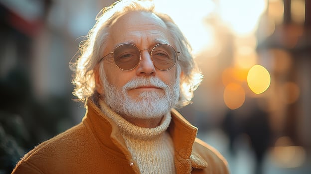 Portrait of a mature man in nature's background during sunset photo