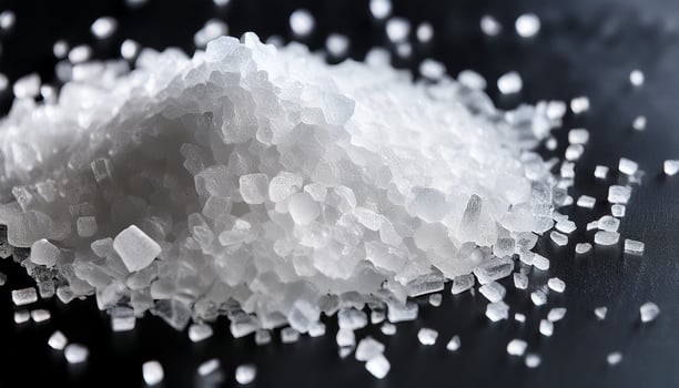 Close-up of a Pile of Coarse Salt Grains on a Dark Surface Highlighting Texture and Shine photo
