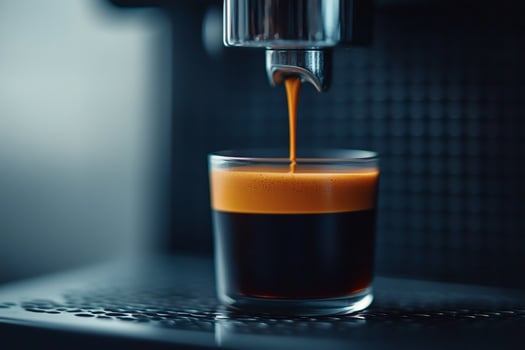 Brewing a perfect espresso in a cozy cafe photo