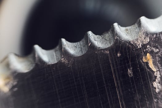Dirty, knife is under the microscope. Close up view photo
