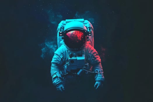A lone astronaut exploring the cosmic depths photo