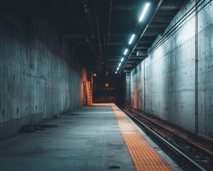 Mysterious underground passageway at night photo