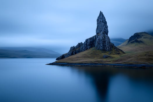 Mysterious monolith in calm waters photo