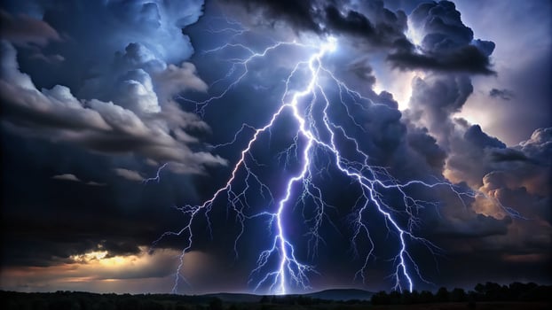lightning strike over the clouds photo