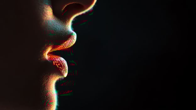 Close-up of lips with dramatic lighting effects. photo