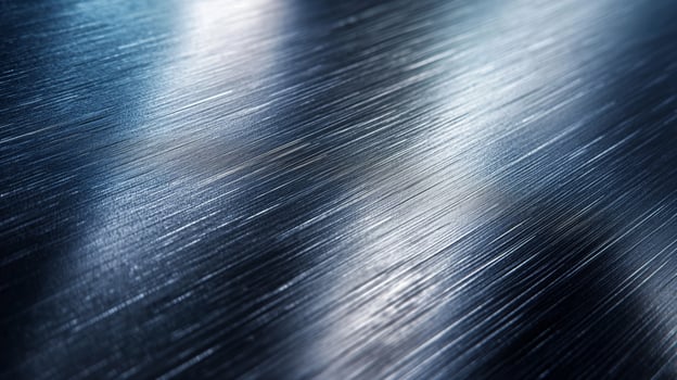 Close-up of brushed metal texture, showcasing intricate patterns and reflections that create a sleek and modern aesthetic. photo