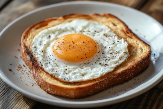 Fried Egg on Toast with Pepper a Simple Breakfast or Brunch photo