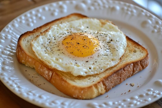 Fried Egg on Toast with Black Pepper Ready to Eat photo