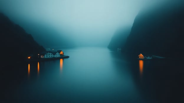 Serenity envelops tranquil homes by the fjord photo