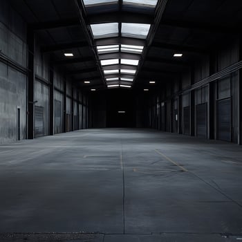 Dark empty warehouse photo