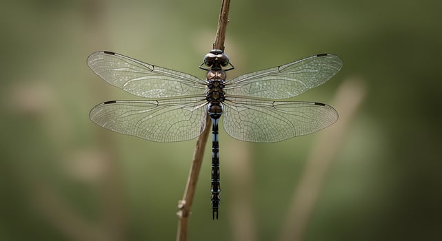 A Majestic Dragonfly Perched on a Twig photo