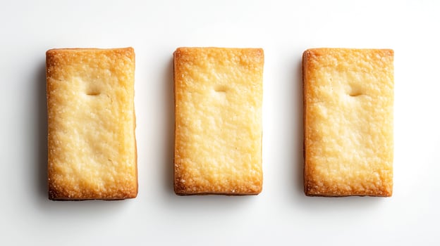 three pieces of bread are arranged in a row photo