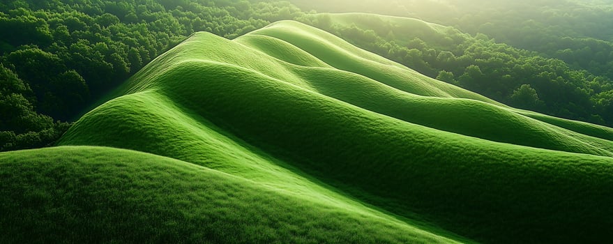 a green hill with grass and trees photo