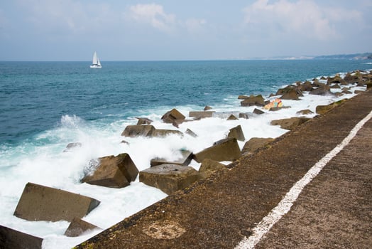 Dam near Saint Jean de Luz with colourful stone photo
