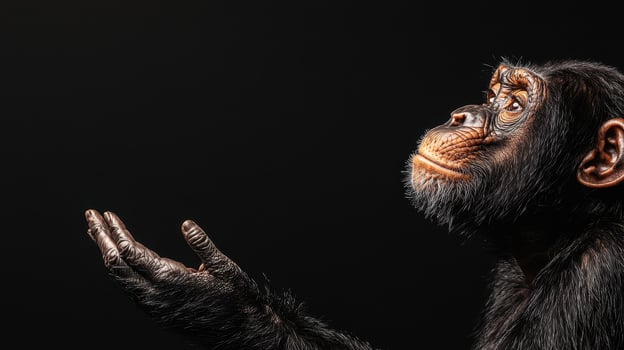 Charming chimpanzee portrait studio animal photography nature background copyspace photo