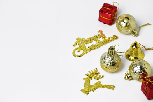 Minimalist white background with Christmas and New Year elements photo