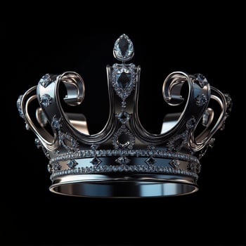 A detailed silver crown adorned with jewels, symbolizing royalty and nobility photo