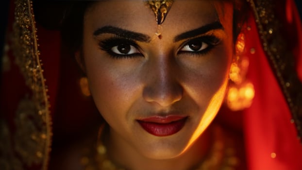 Portrait Of Beautiful Indian Bride photo