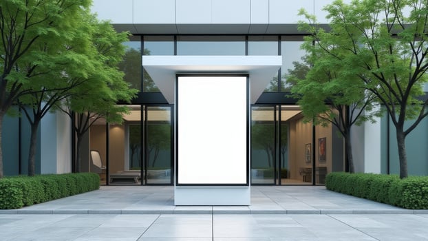 Blank Billboard Mockup Outside Modern Building photo