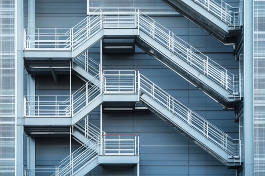 Metal emergency stairs providing safe egress from modern building photo