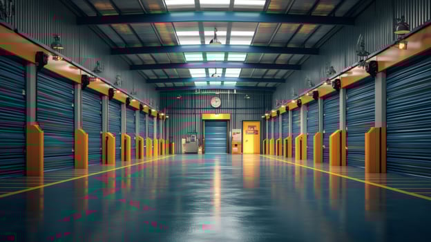 Storage units showing modern industrial warehouse building interior photo