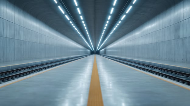Futuristic underground transport system with sleek design and lighting photo