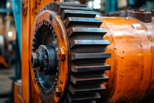 Large gear rotating industrial machine in operation photo