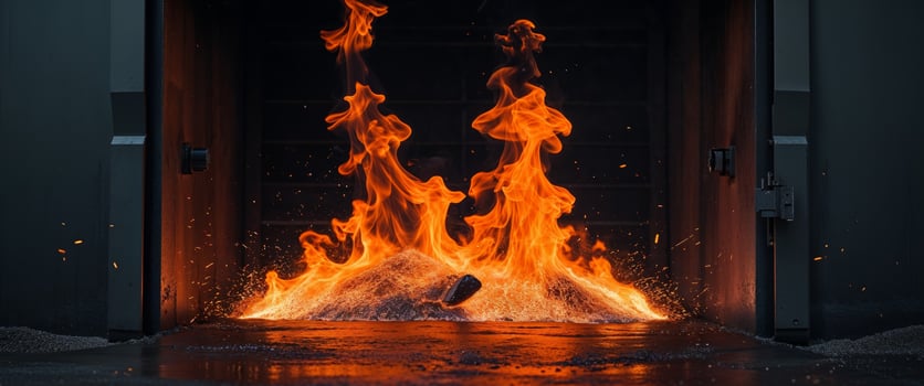Bright Orange Flames Emanating from Industrial Furnace Opening. photo